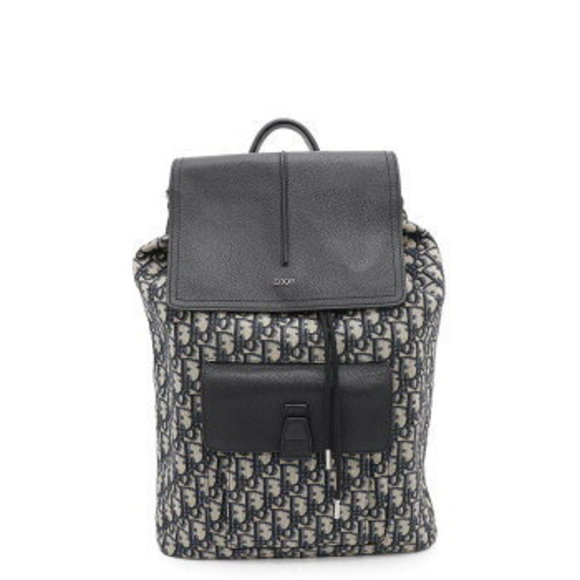 Christian Dior Oblique Leather Canvas Backpack Black Bag - Picture 1 of 8